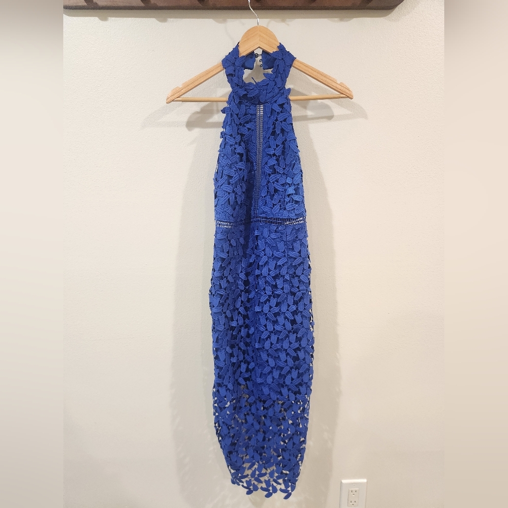 Bardot Royal Blue Backless Lace Dress